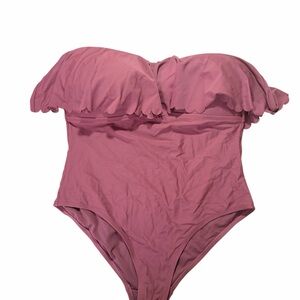 Kona Sol Women's XL Scalloped Flounce Medium Coverage One Piece Swimsuit